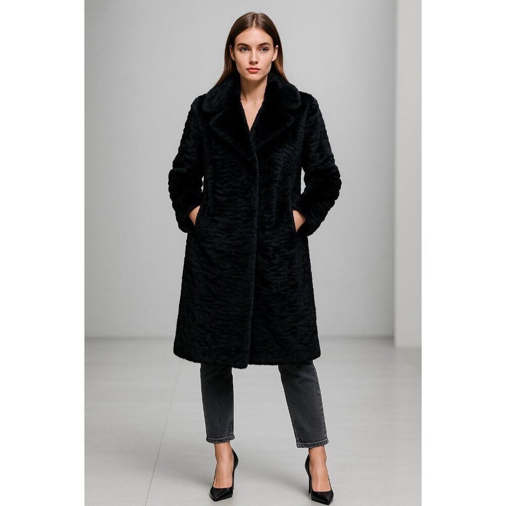 Kate Spade New York Faux Fur Coat Women’s M Elegant Textured Plush Winter Jacket